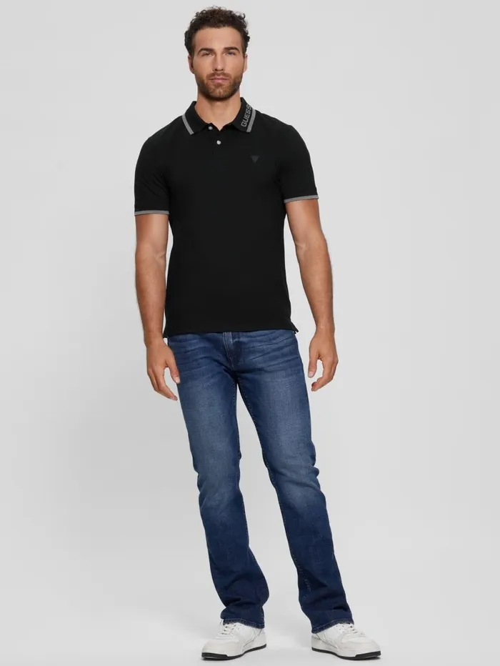 Men Eco Lyle Logo Polo Black Shirts GUESS Men Eco Lyle Logo Polo Black Shirts GUESS