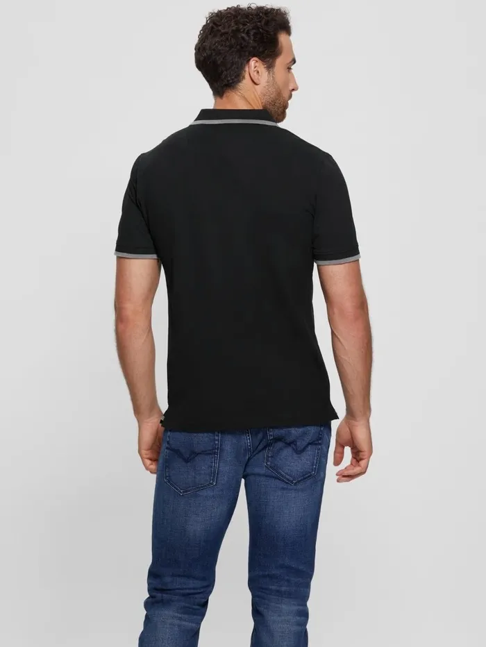 Men Eco Lyle Logo Polo Black Shirts GUESS Men Eco Lyle Logo Polo Black Shirts GUESS
