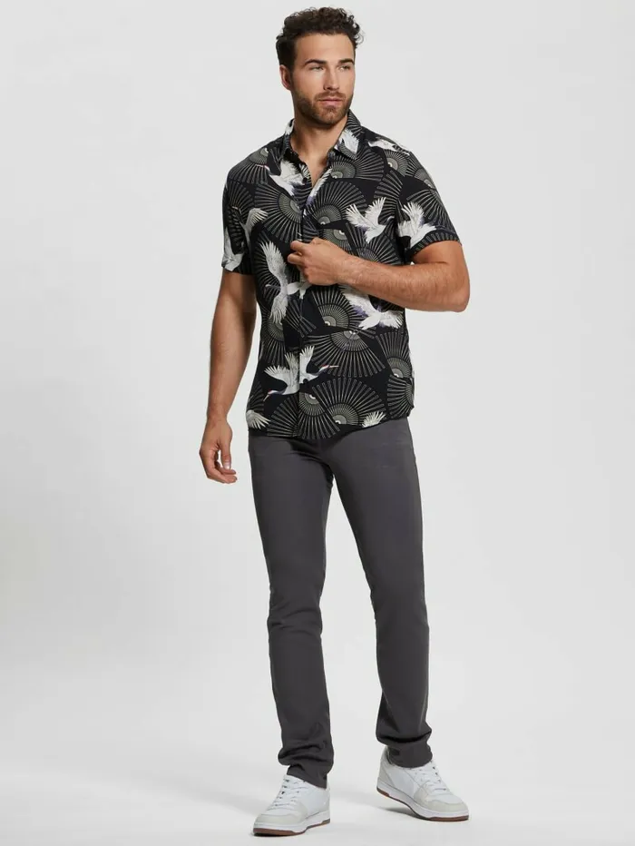 Men GUESS Eco Crane Shirt Soaring Crane Shirts