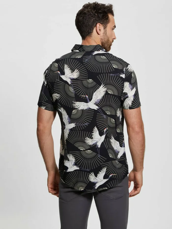 Men GUESS Eco Crane Shirt Soaring Crane Shirts