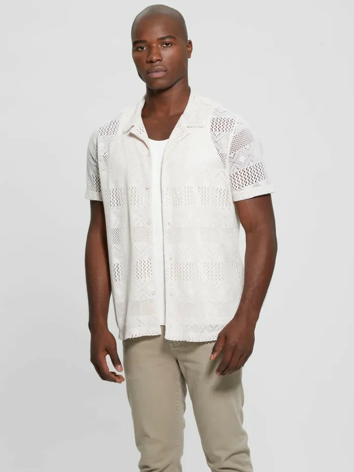 Men GUESS Eco Cyrus Ribbed Tank Salt White TShirts and Tanks