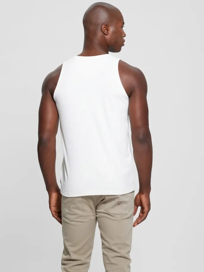 Men GUESS Eco Cyrus Ribbed Tank Salt White TShirts and Tanks Men GUESS Eco Cyrus Ribbed Tank Salt White TShirts and Tanks