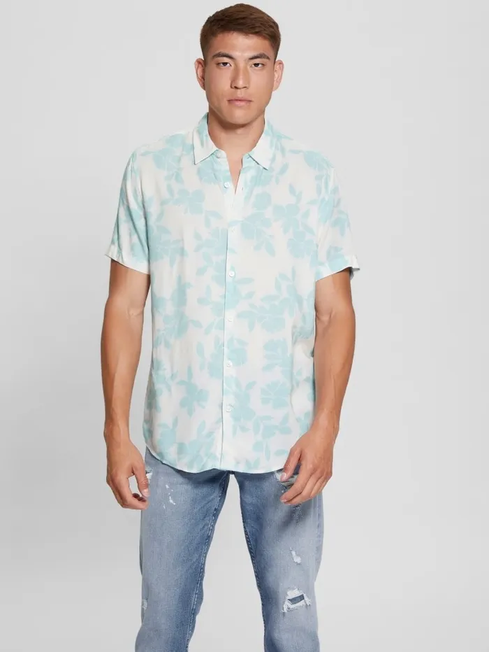 Men GUESS Eco Rayon Shadow Box Shirt Shadowbox Floral Antigua Shirts