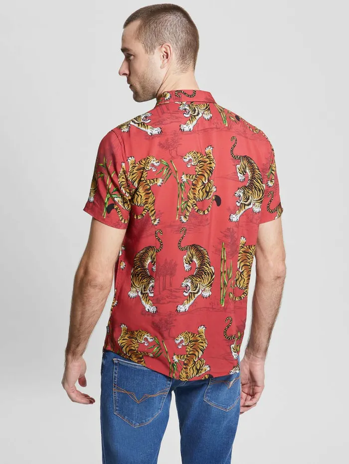 Men GUESS Eco Rayon Tiger Bamboo Shirt Tiger Bamboo Shirts Men GUESS Eco Rayon Tiger Bamboo Shirt Tiger Bamboo Shirts