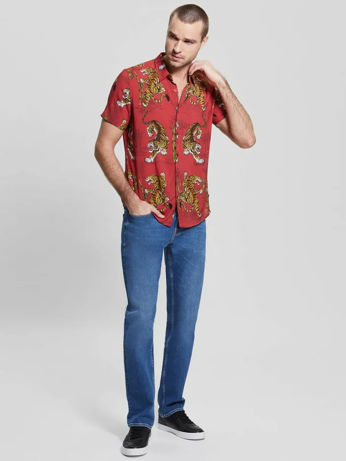 Men GUESS Eco Rayon Tiger Bamboo Shirt Tiger Bamboo Shirts Men GUESS Eco Rayon Tiger Bamboo Shirt Tiger Bamboo Shirts