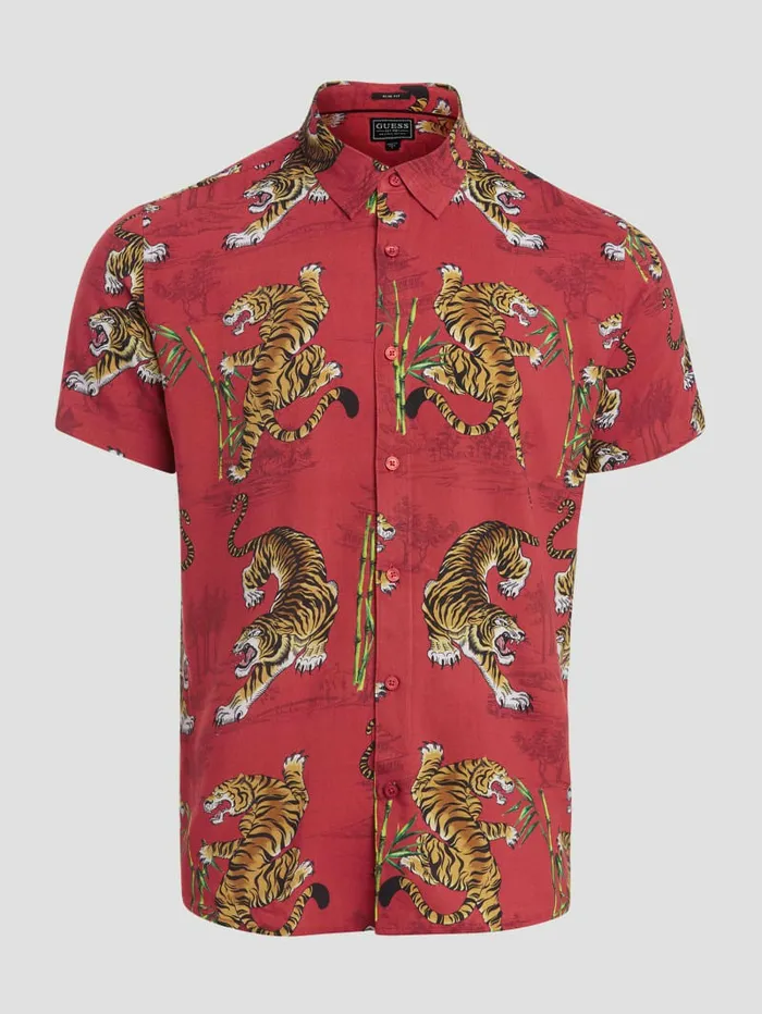 Men GUESS Eco Rayon Tiger Bamboo Shirt Tiger Bamboo Shirts Men GUESS Eco Rayon Tiger Bamboo Shirt Tiger Bamboo Shirts
