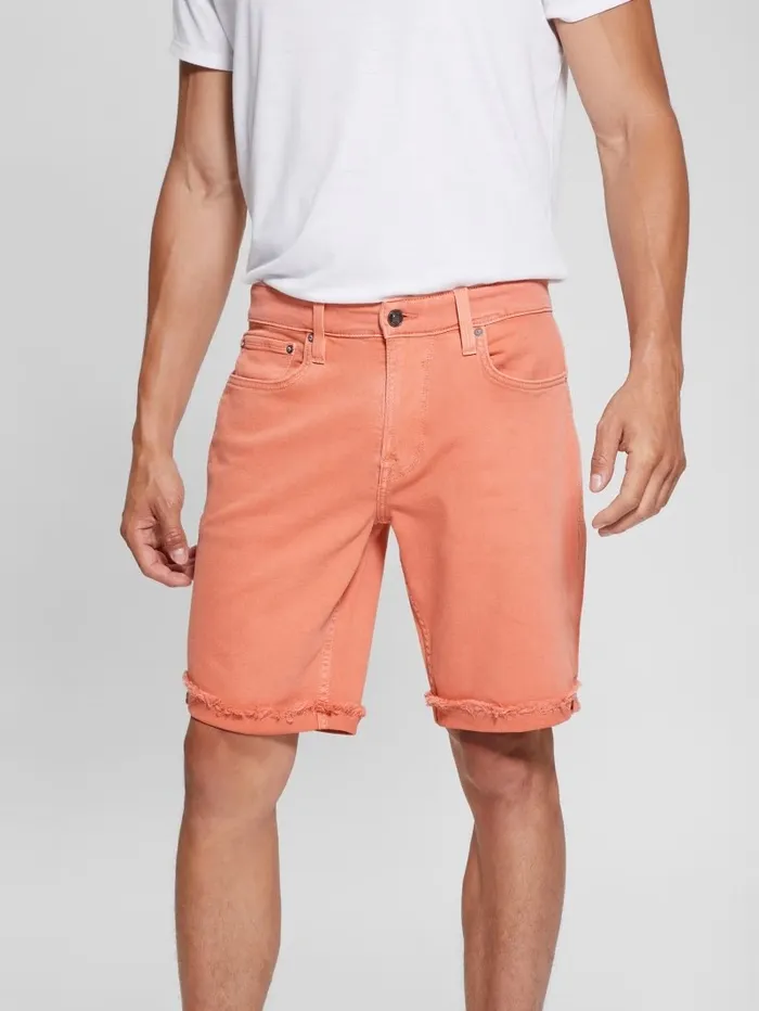Men GUESS Eco Regular Fit Hemp Shorts Aechmea Pinky Multi Pants and Shorts