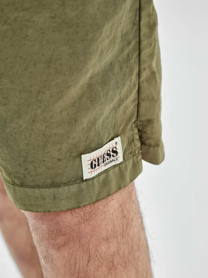 Men GUESS GUESS Originals Washed Nylon Shorts Go Washed Green Nylon Pants and Shorts Men GUESS GUESS Originals Washed Nylon Shorts Go Washed Green Nylon Pants and Shorts