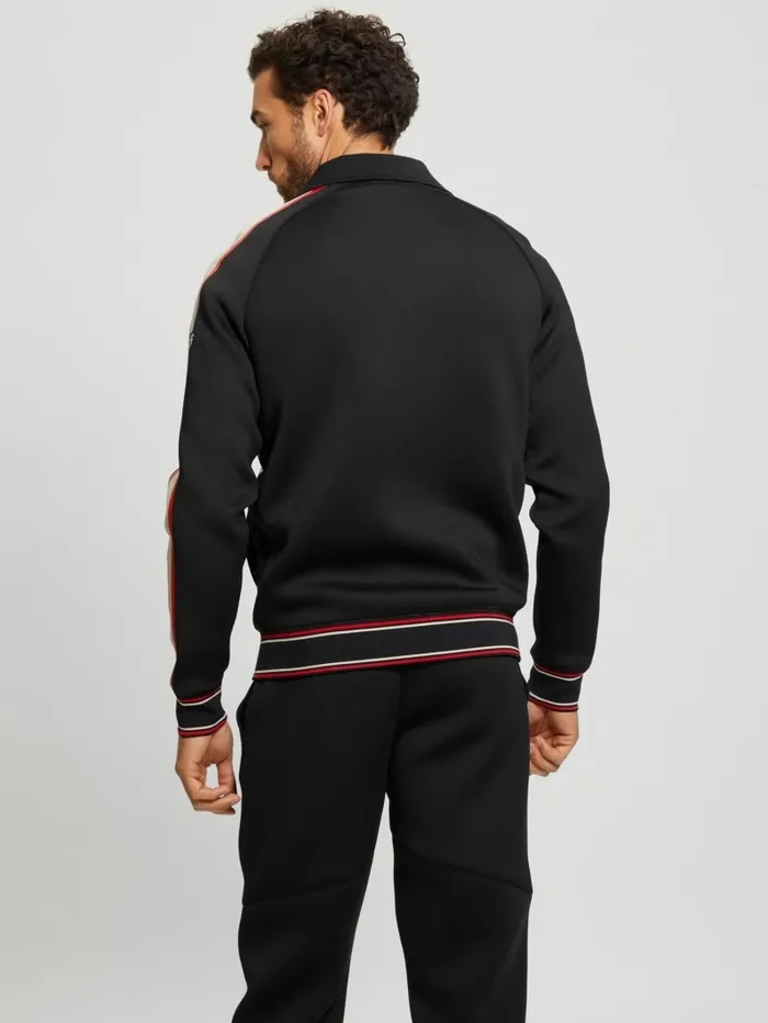 Men GUESS Ward Striped Signature Jacket Black Activewear Men GUESS Ward Striped Signature Jacket Black Activewear