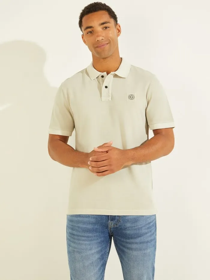 Men GUESS Washed Polo Grey Boundary Shirts