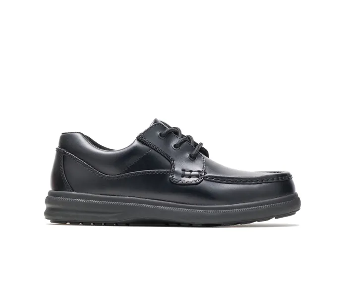 Men Gus Black Leather Walking Shoes Hush Puppies
