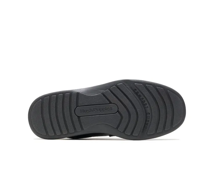 Men Gus Black Leather Walking Shoes Hush Puppies