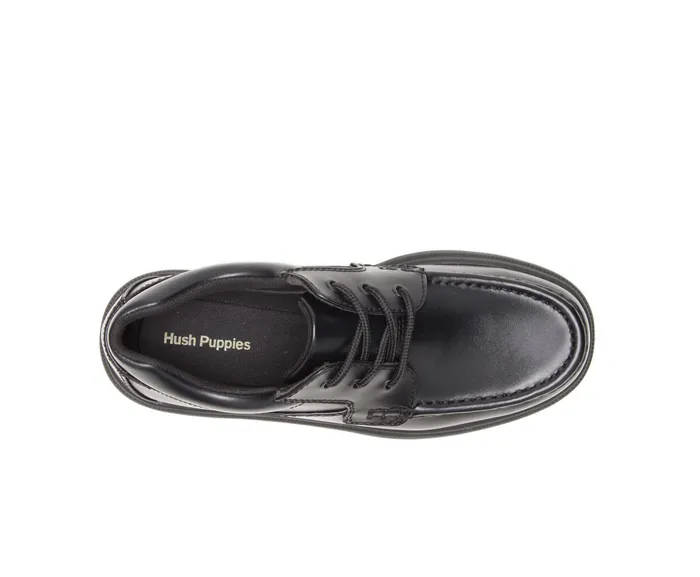 Men Gus Black Leather Walking Shoes Hush Puppies