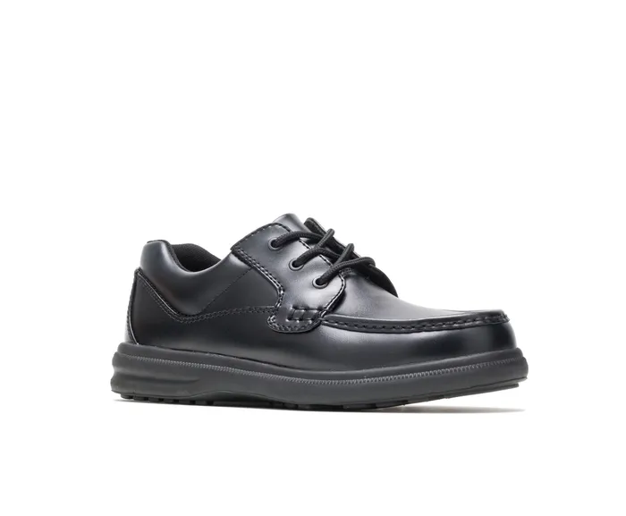 Men Gus Black Leather Walking Shoes Hush Puppies