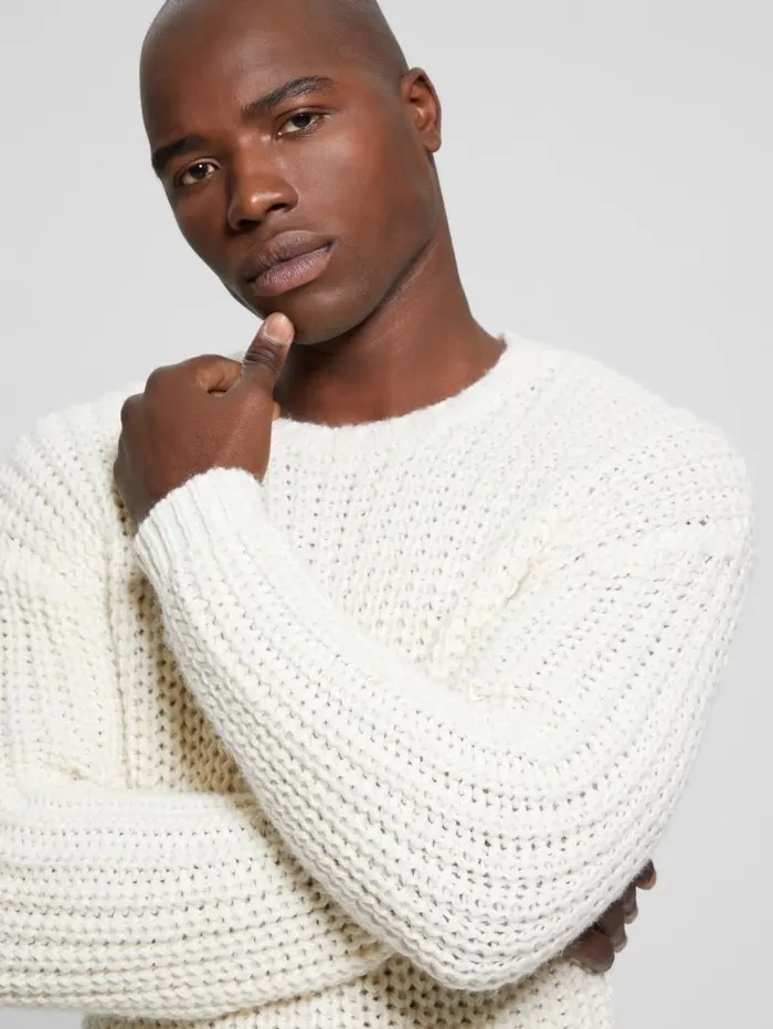 Men Hoodies and Sweaters GUESS Eco WoolBlend Grayson Sweater Quicksand