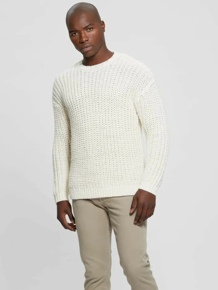 Men Hoodies and Sweaters GUESS Eco WoolBlend Grayson Sweater Quicksand Men Hoodies and Sweaters GUESS Eco WoolBlend Grayson Sweater Quicksand