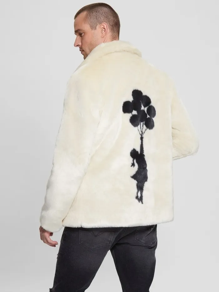 Men Jackets and Coats GUESS FauxFur Balloon Girl Peacoat Smart Stone