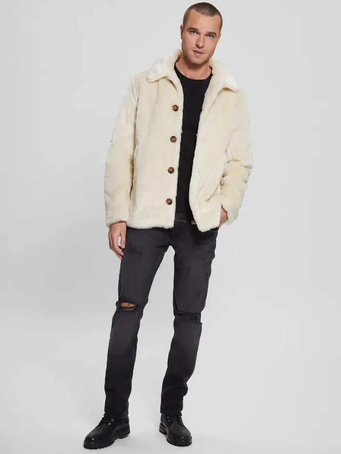 Men Jackets and Coats GUESS FauxFur Balloon Girl Peacoat Smart Stone