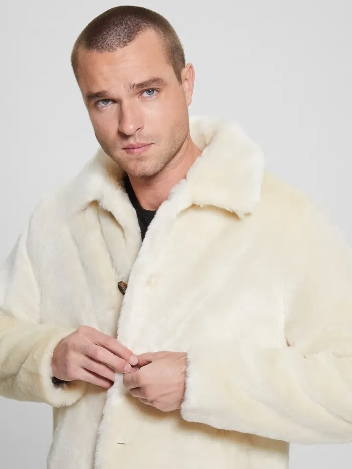 Men Jackets and Coats GUESS FauxFur Balloon Girl Peacoat Smart Stone