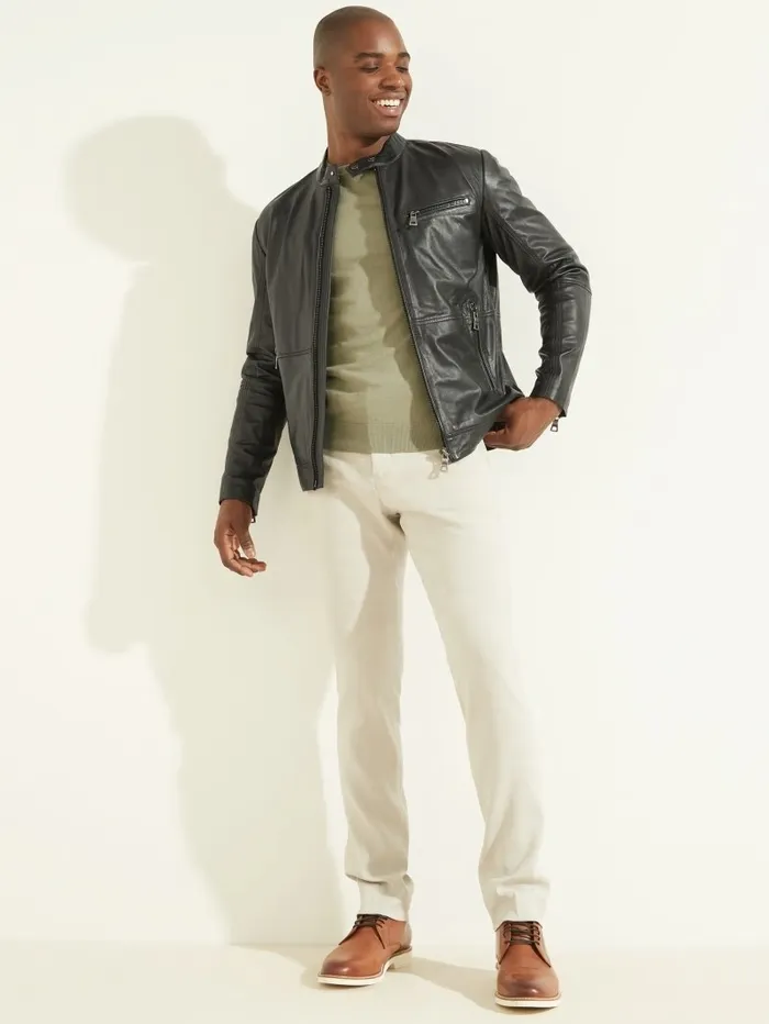 Men Jackets and Coats GUESS Leather Biker Jacket Black Men Jackets and Coats GUESS Leather Biker Jacket Black