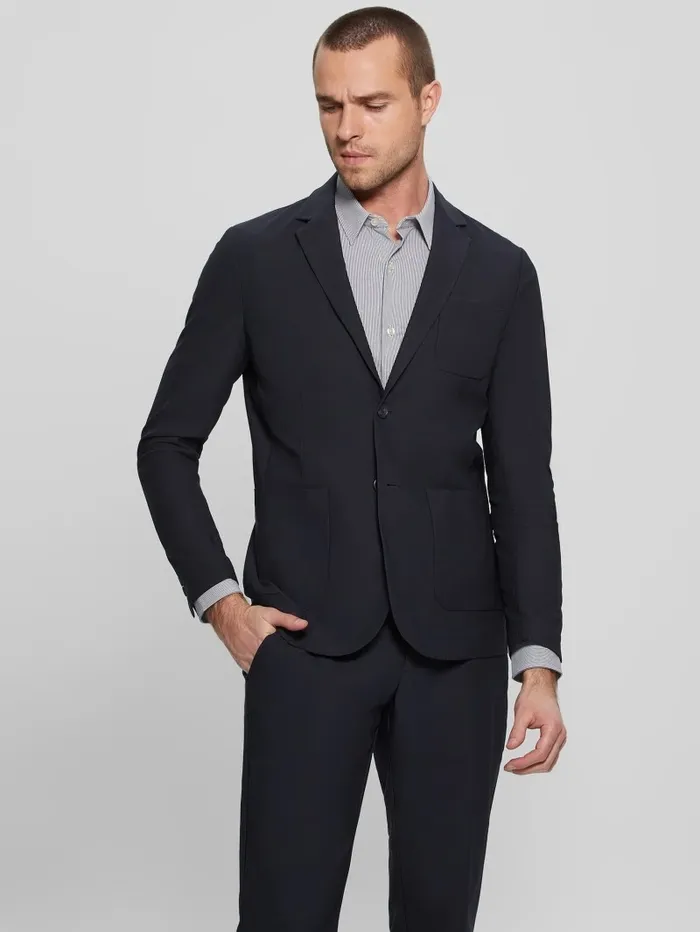 Men Jackets and Coats GUESS Myron TechStretch Blazer Bleu lgant
