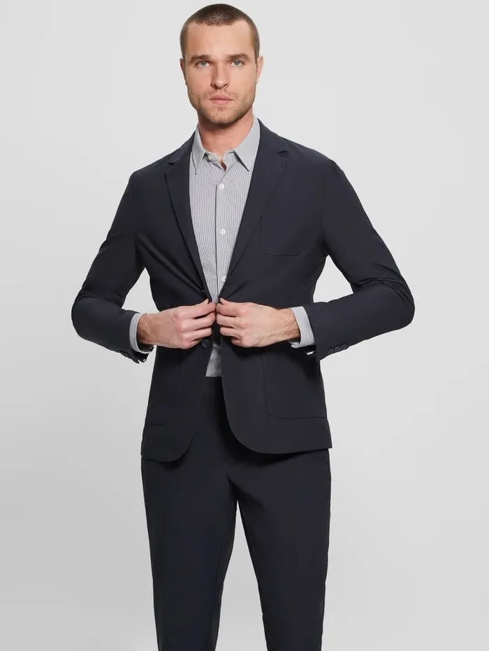 Men Jackets and Coats GUESS Myron TechStretch Blazer Bleu lgant