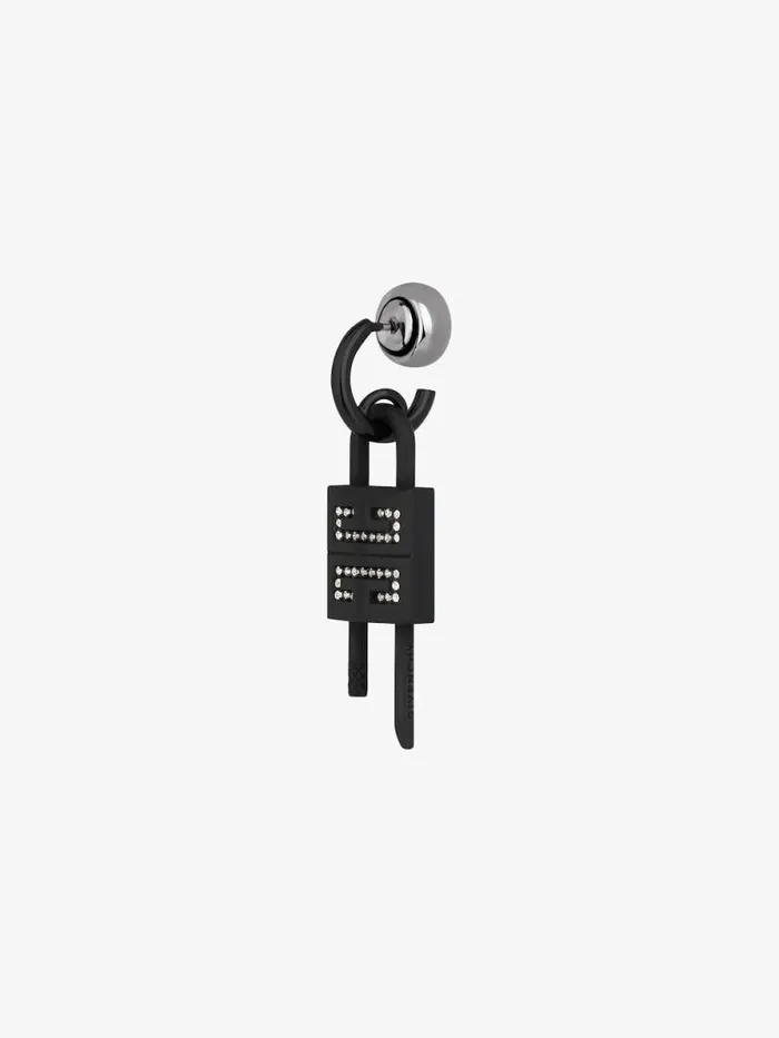 Men Jewelry Givenchy Lock Earring In Metal With Crystals Black Men Jewelry Givenchy Lock Earring In Metal With Crystals Black