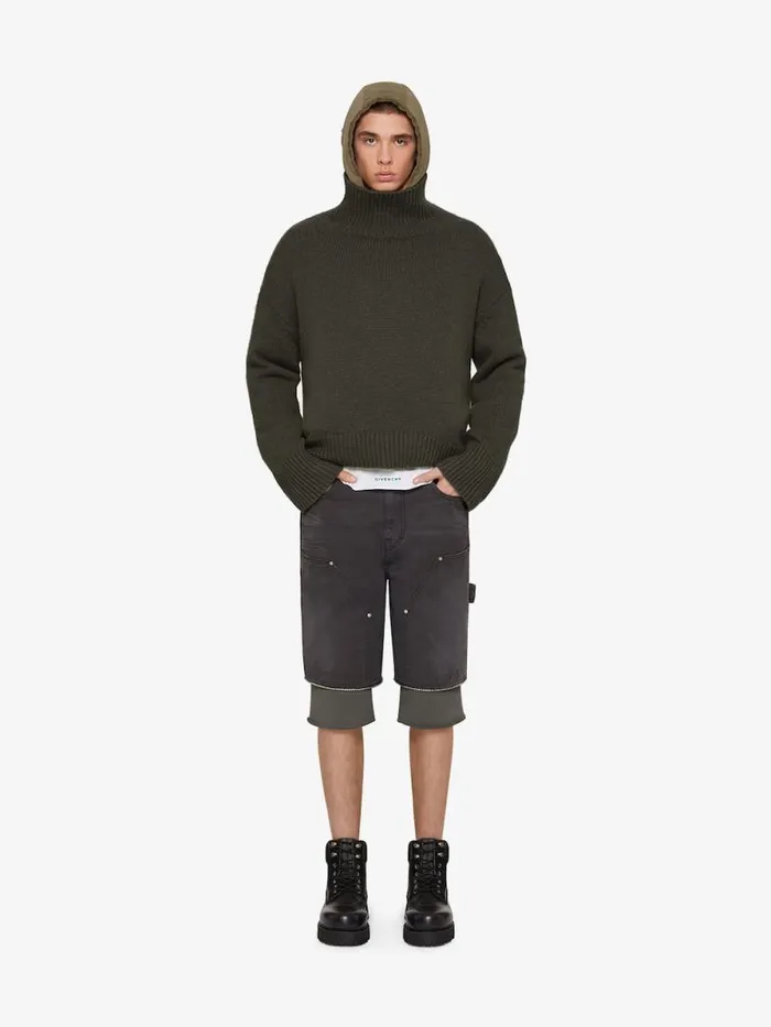 Men Knitwear Givenchy Oversized Turtleneck Sweater In Cashmere Military Green