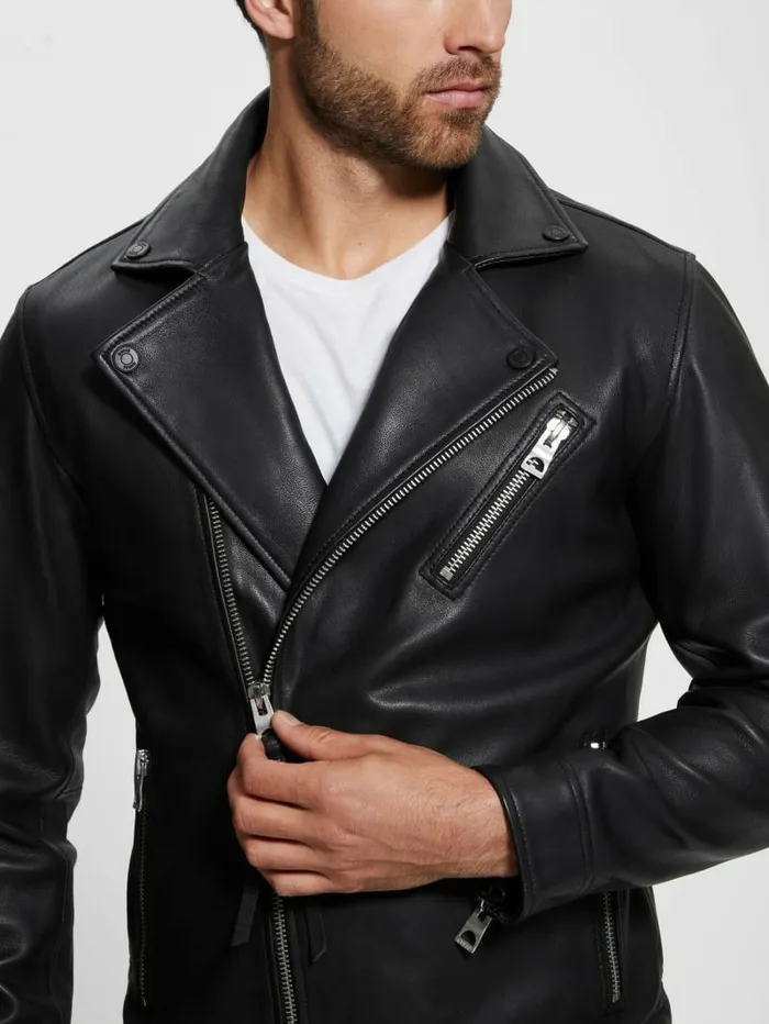 Men Leather Jacket Black Jackets and Coats GUESS Men Leather Jacket Black Jackets and Coats GUESS