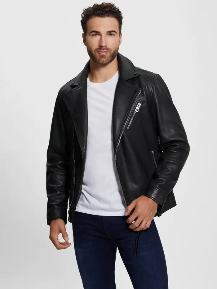 Men Leather Jacket Black Jackets and Coats GUESS Men Leather Jacket Black Jackets and Coats GUESS