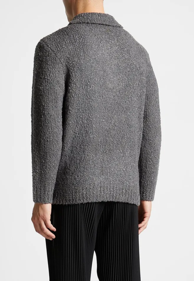 Men Manire De Voir Boucle Knit Polo Jumper Grey