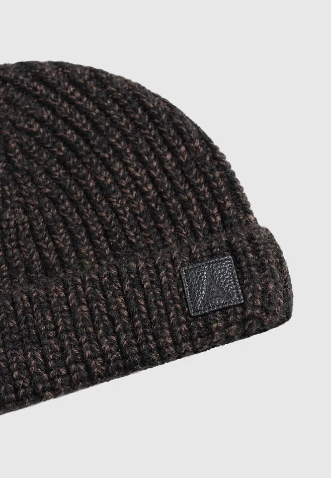 Men Manire De Voir Brushed Wool Beanie Hat Black