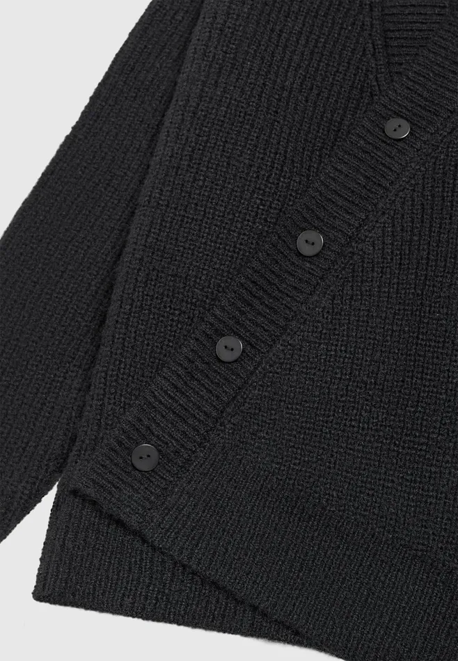 Men Manire De Voir Double Breasted Brushed Knit Cardigan Black