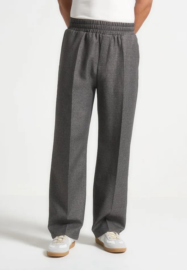 Men Manire De Voir Elasticated Tailored Crease Trousers Grey