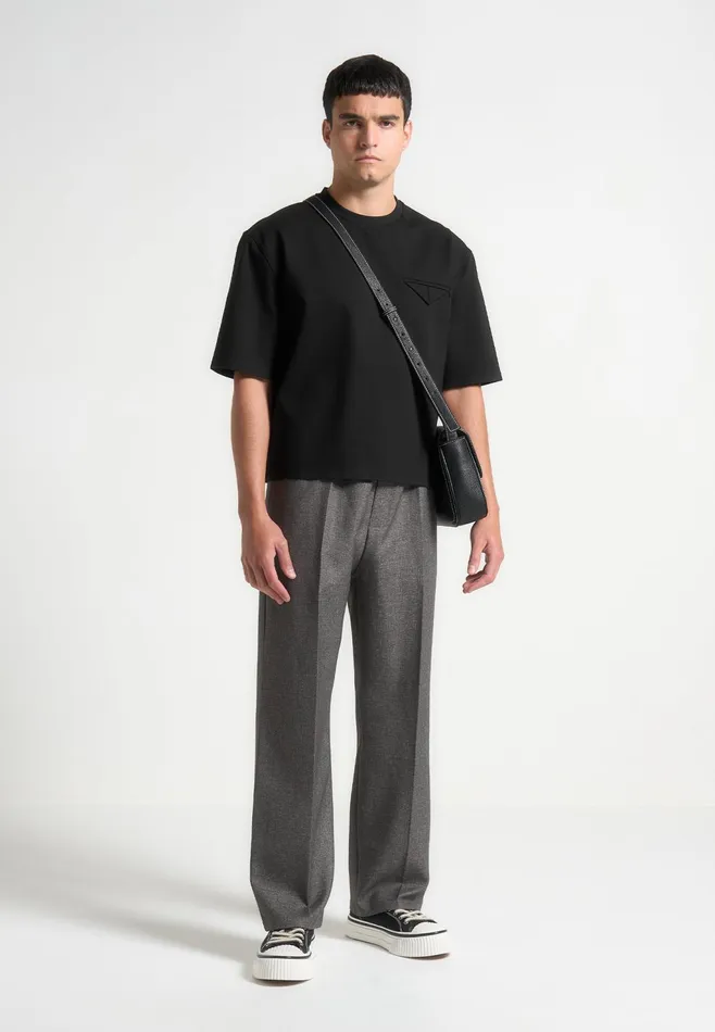 Men Manire De Voir Elasticated Tailored Crease Trousers Grey