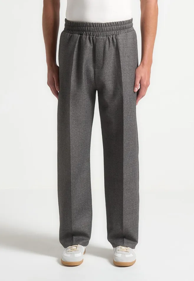 Men Manire De Voir Elasticated Tailored Crease Trousers Grey