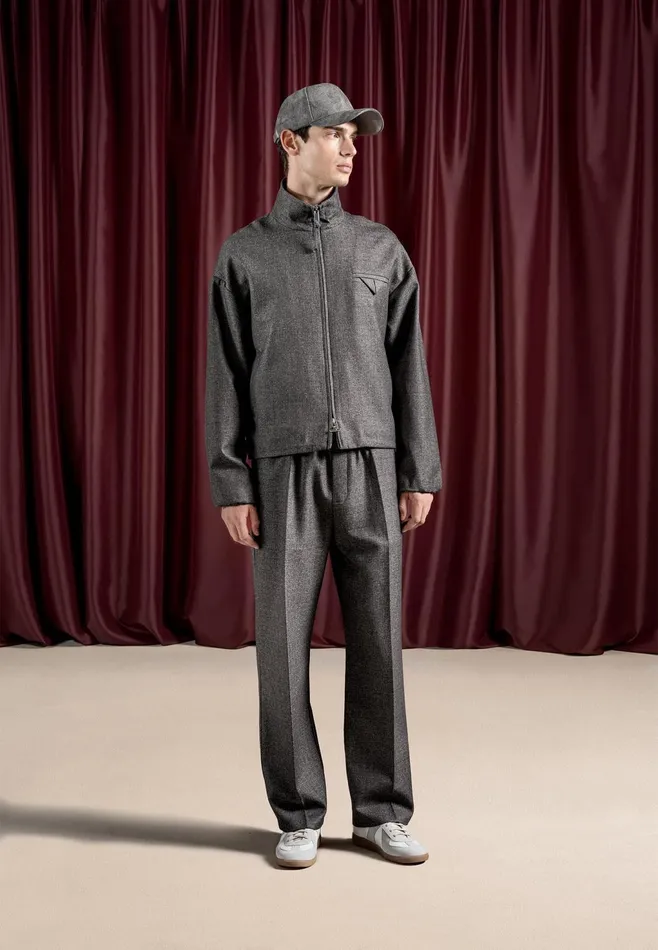 Men Manire De Voir Elasticated Tailored Crease Trousers Grey
