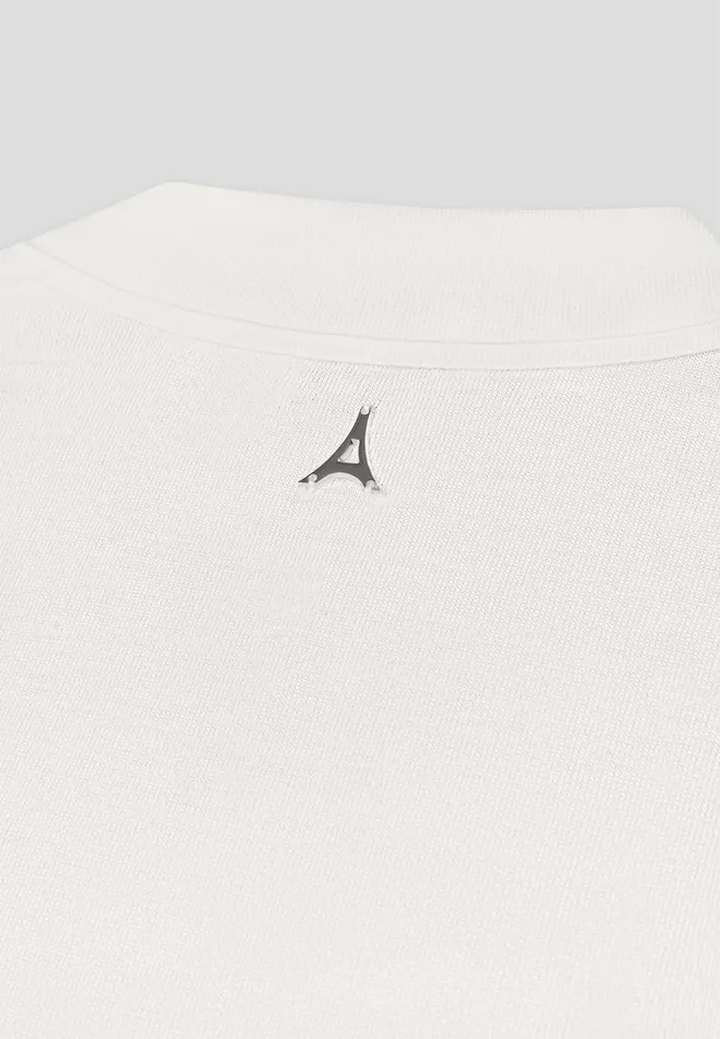 Men Manire De Voir Merino Wool Long Sleeve Revere Polo Shirt Off White