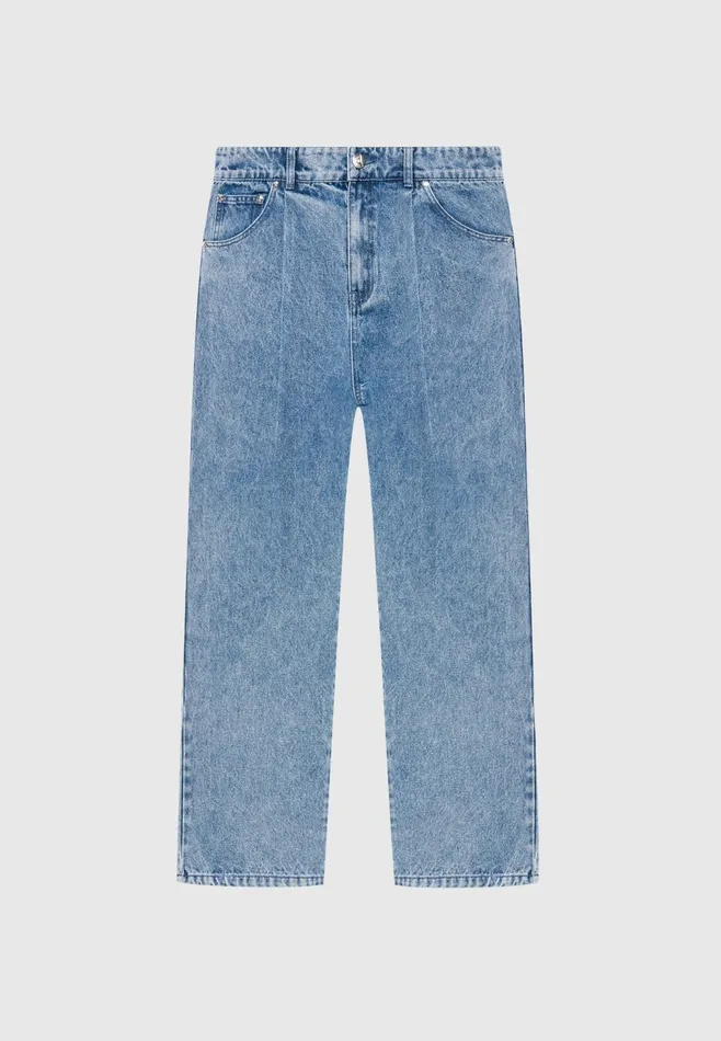 Men Manire De Voir Pleated Jeans Washed Blue