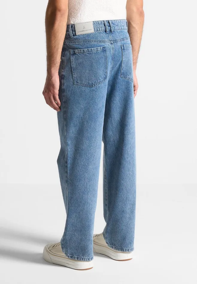Men Manire De Voir Pleated Jeans Washed Blue