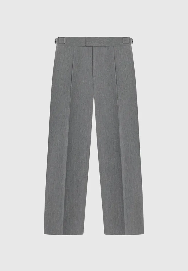 Men Manire De Voir Relaxed Fit Grained Pleated Tailored Trousers Dark Grey