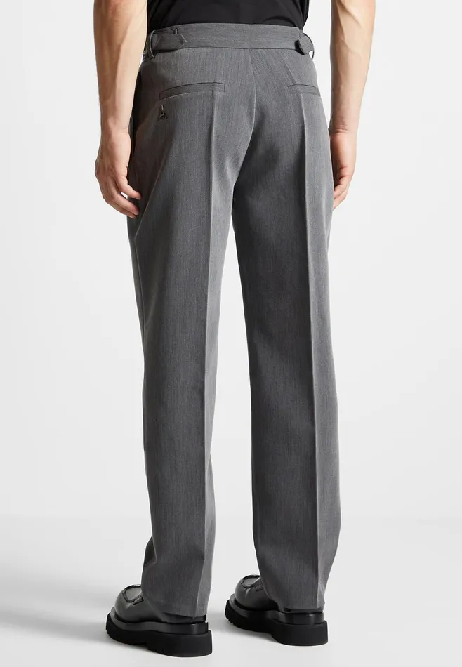 Men Manire De Voir Relaxed Fit Grained Pleated Tailored Trousers Dark Grey