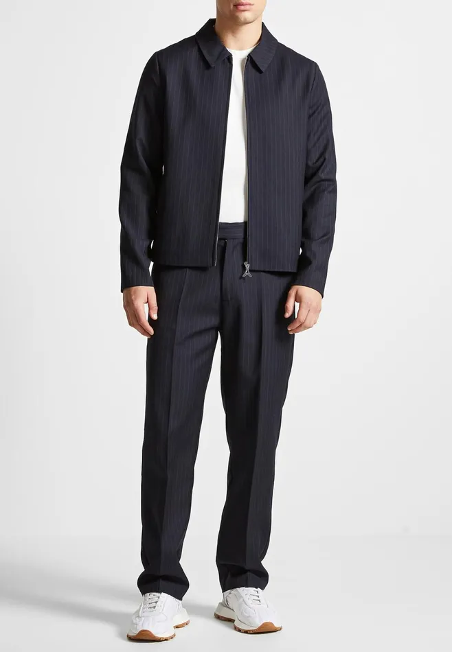 Men Manire De Voir Relaxed Fit Pinstripe Tailored Trousers Navy