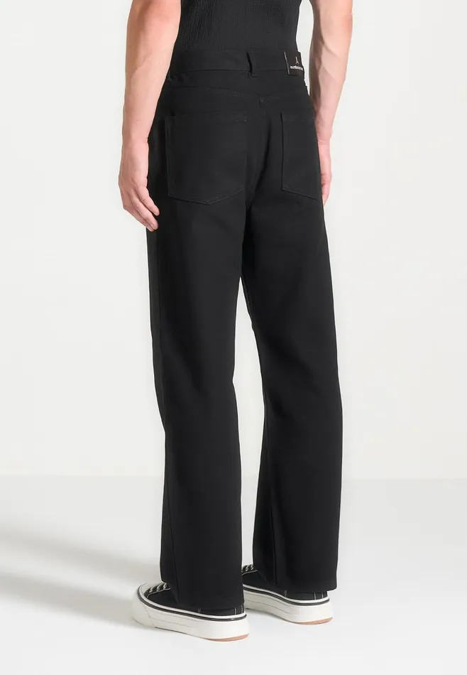 Men Manire De Voir Relaxed Fit Pleated Gabardine Jeans Black