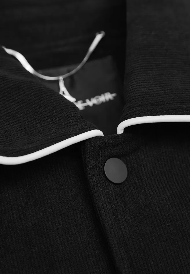 Men Manire De Voir Satin Panel Corduroy Varsity Jacket Black