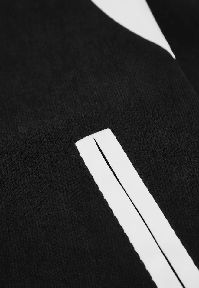 Men Manire De Voir Satin Panel Corduroy Varsity Jacket Black