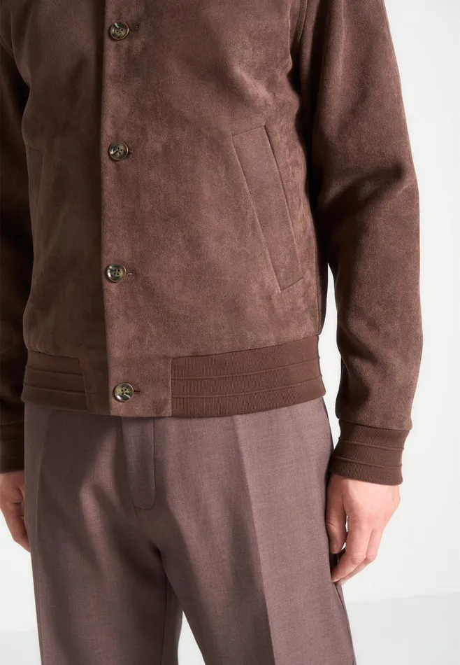 Men Manire De Voir Suede Bomber Jacket Brown