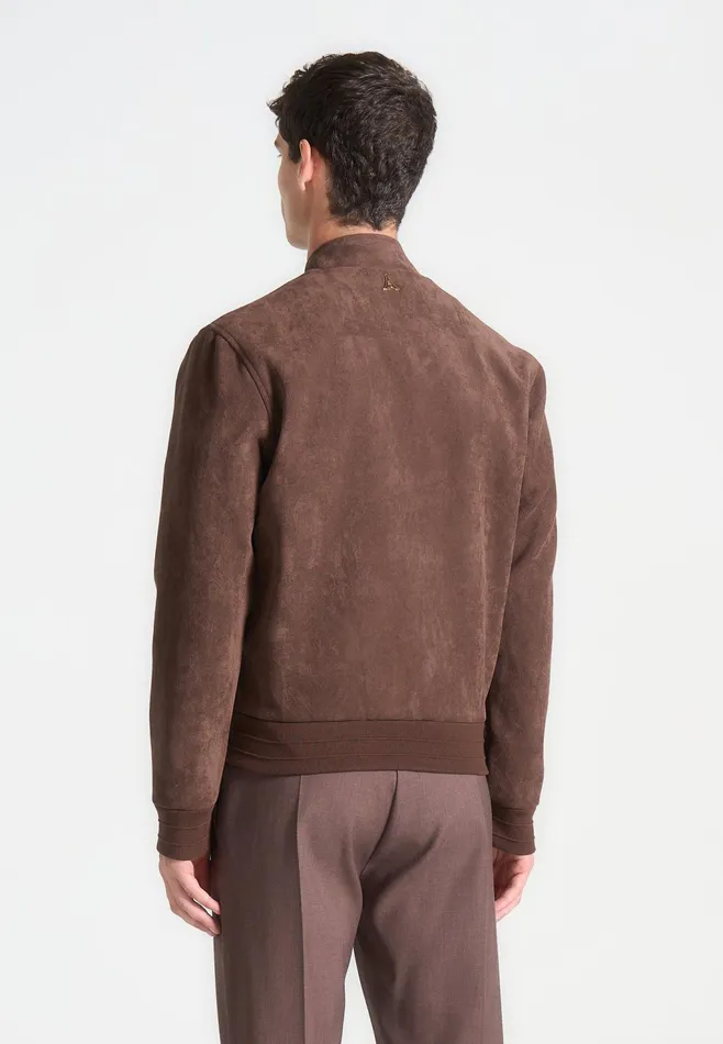 Men Manire De Voir Suede Bomber Jacket Brown