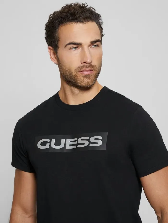 Men Metallic Signature Tee Black TShirts and Tanks GUESS