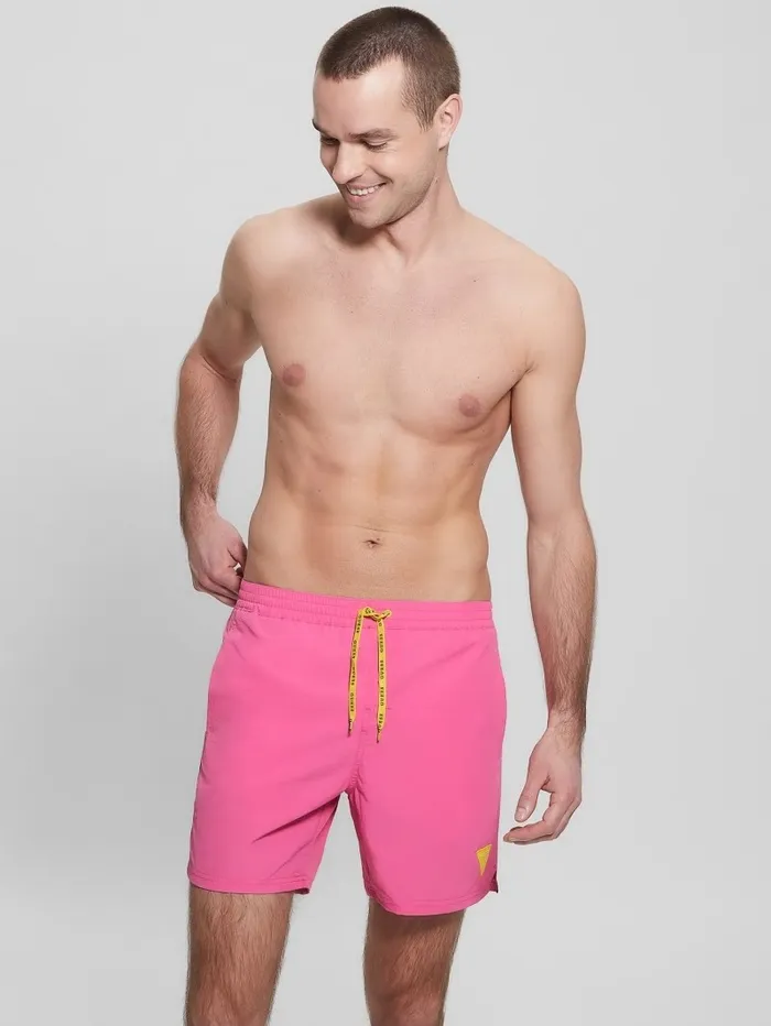 Men Nylon Swim Trunks Peace Pink Pants and Shorts GUESS